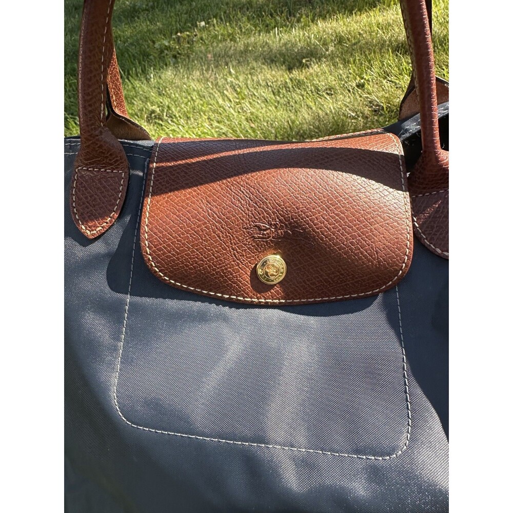 Longchamp Le Pliage Cabas Tote Large Navy Dark Blue Open Top Nylon SEE PHOTOS - Picture 2 of 10